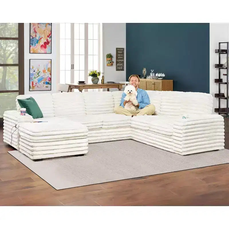 AMERLIFE Sectional Sofa with USB Ports& Storage