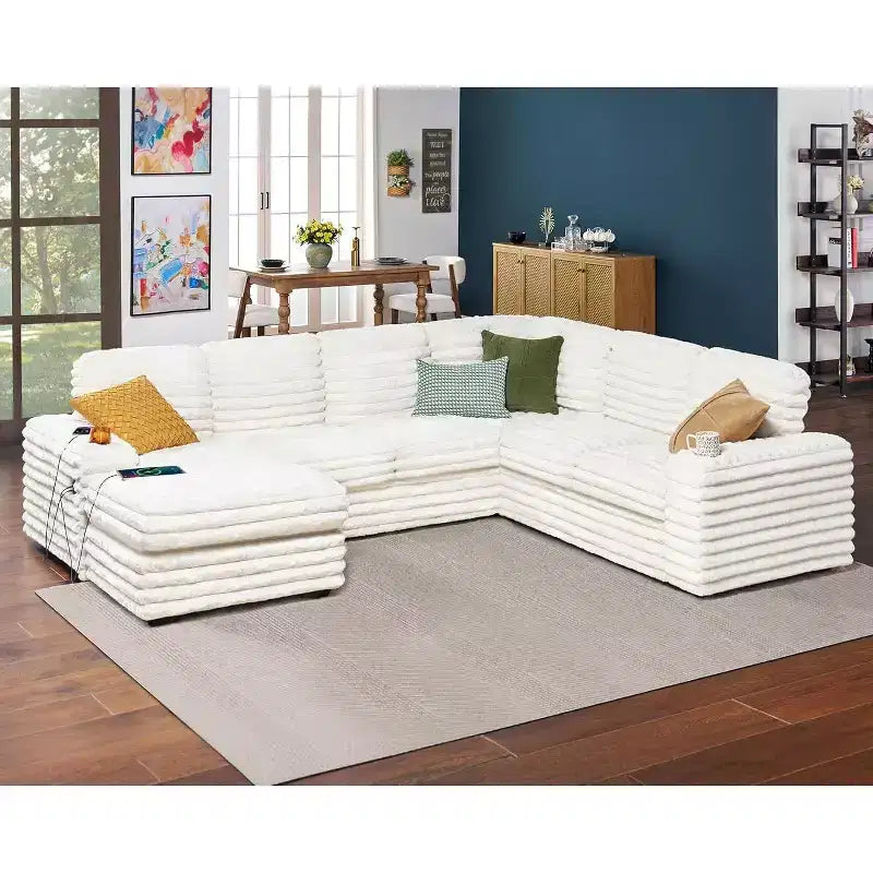 AMERLIFE Sectional Sofa with USB Ports& Storage