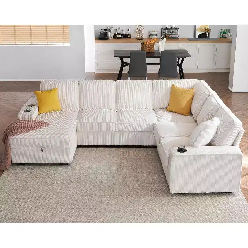 AMERLIFE Sectional Sofa with USB Ports& Storage