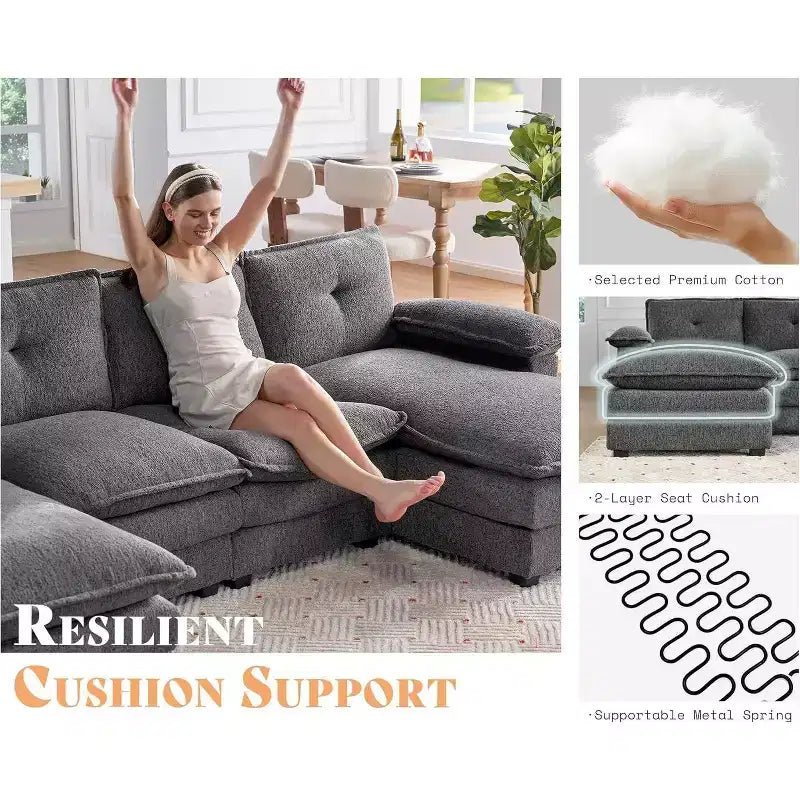 AMERLIFE Couch with Double Layer Seat Cushions