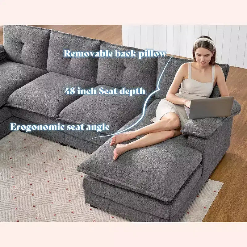 AMERLIFE Couch with Double Layer Seat Cushions