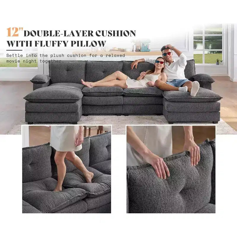 AMERLIFE Couch with Double Layer Seat Cushions