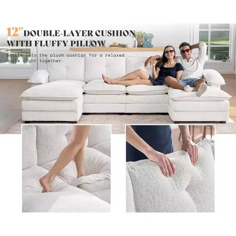 AMERLIFE Couch with Double Layer Seat Cushions