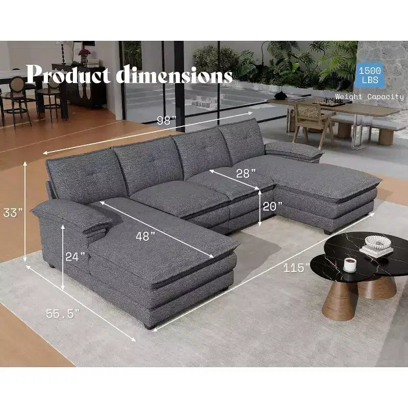 AMERLIFE Couch with Double Layer Seat Cushions