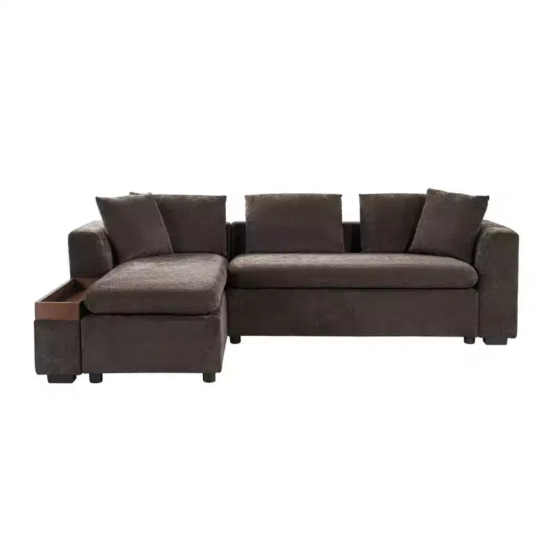 Whisen 93.7 L-Shaped Upholstered Sectional with Wood Storage