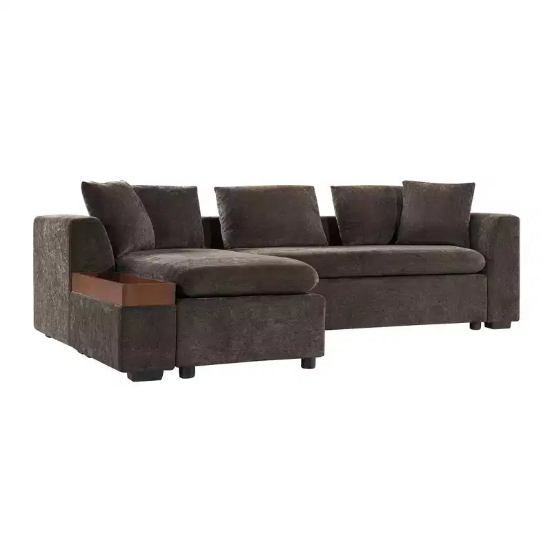 Whisen 93.7 L-Shaped Upholstered Sectional with Wood Storage