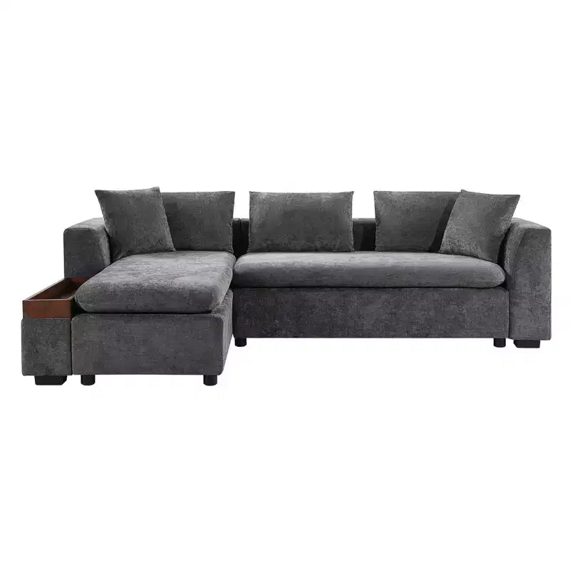 Whisen 93.7 L-Shaped Upholstered Sectional with Wood Storage