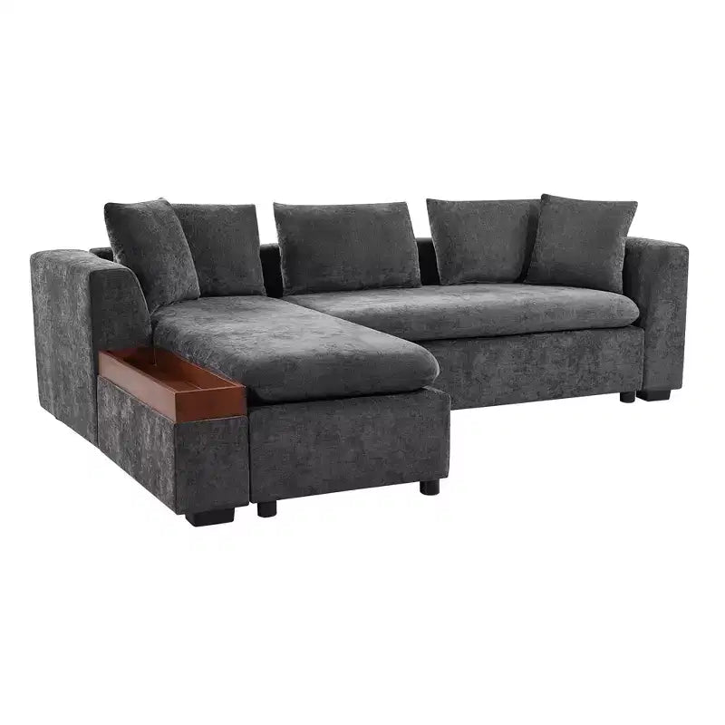Whisen 93.7 L-Shaped Upholstered Sectional with Wood Storage