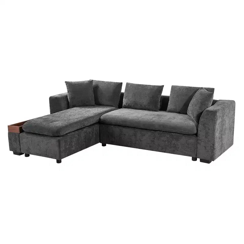Whisen 93.7 L-Shaped Upholstered Sectional with Wood Storage