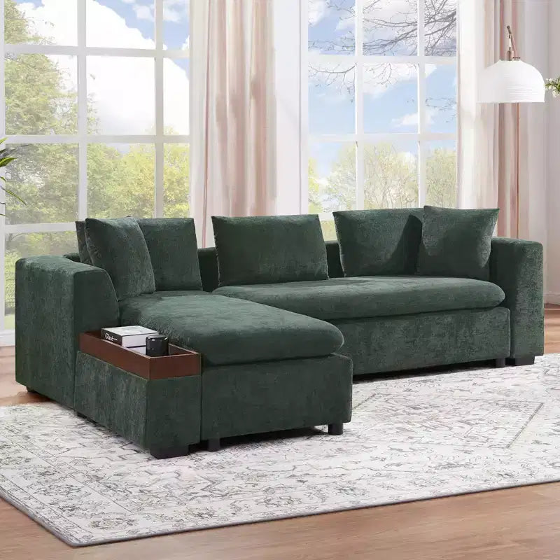 Whisen 93.7 L-Shaped Upholstered Sectional with Wood Storage