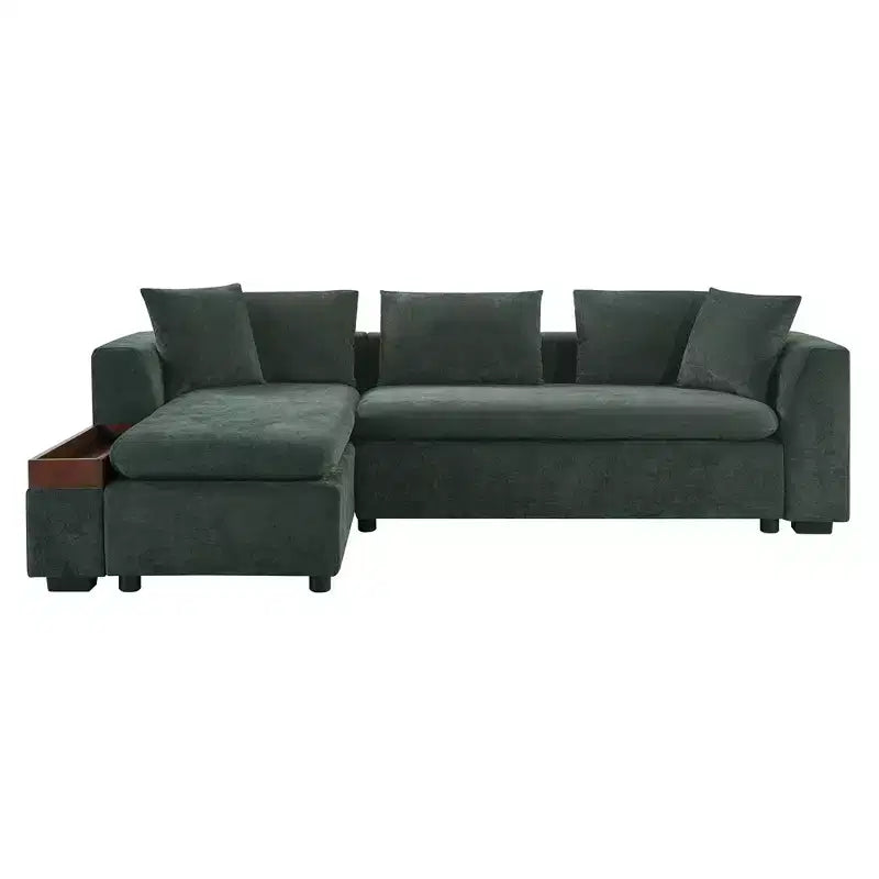 Whisen 93.7 L-Shaped Upholstered Sectional with Wood Storage