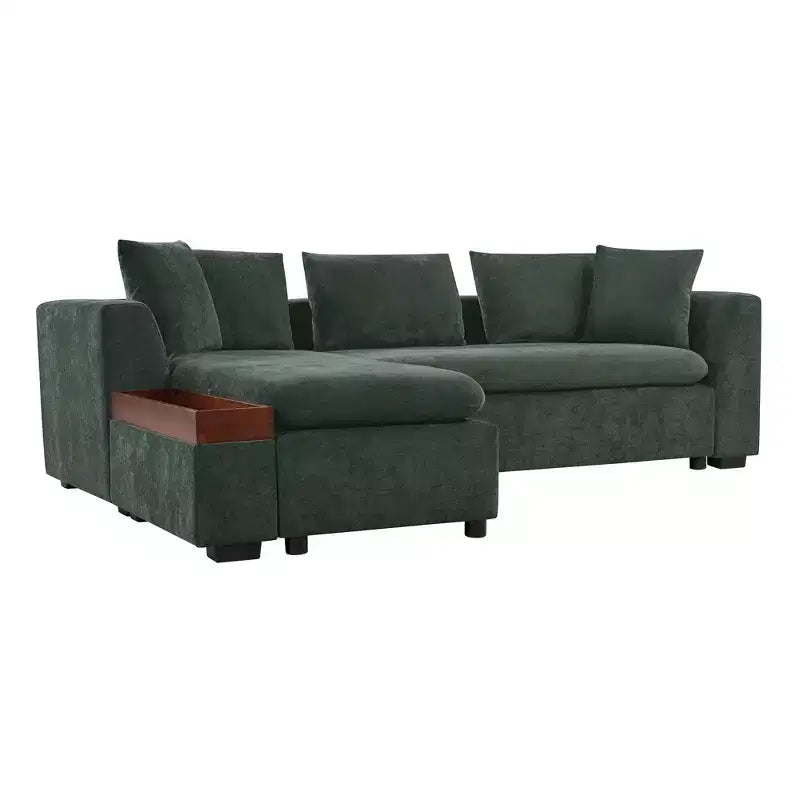Whisen 93.7 L-Shaped Upholstered Sectional with Wood Storage