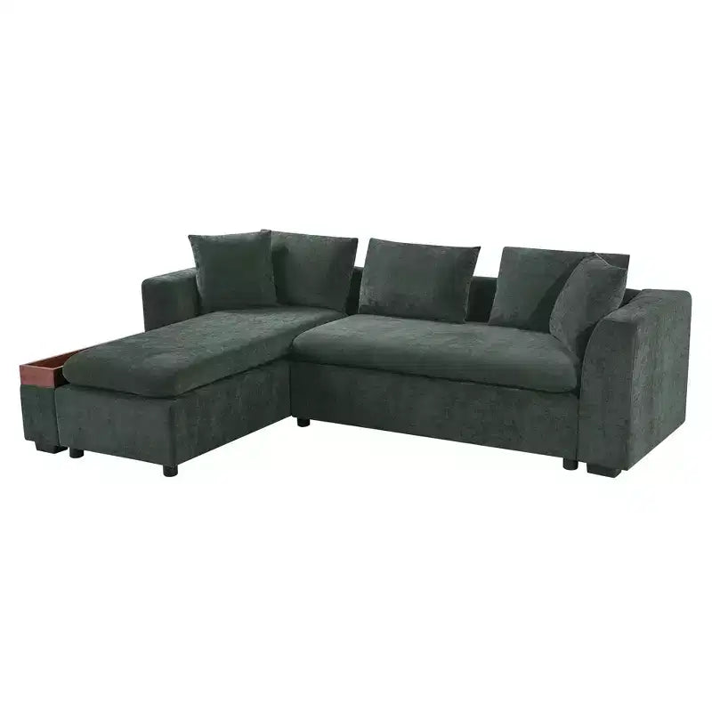 Whisen 93.7 L-Shaped Upholstered Sectional with Wood Storage