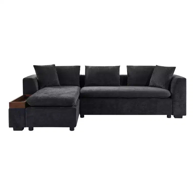 Whisen 93.7 L-Shaped Upholstered Sectional with Wood Storage