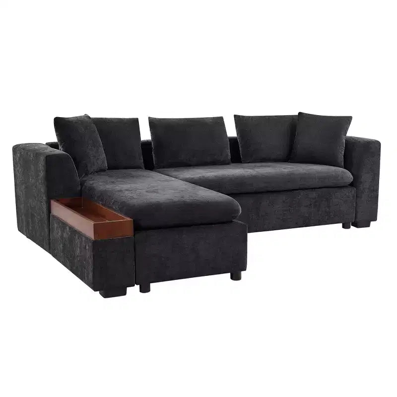 Whisen 93.7 L-Shaped Upholstered Sectional with Wood Storage