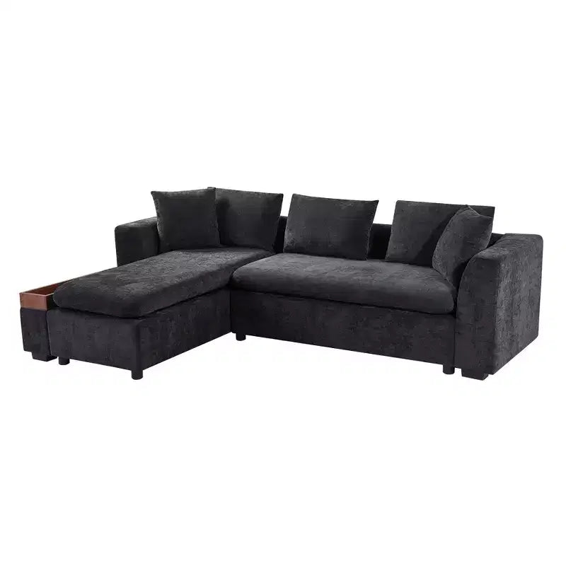 Whisen 93.7 L-Shaped Upholstered Sectional with Wood Storage