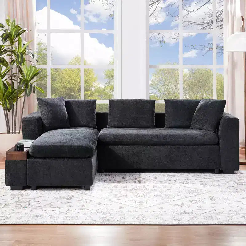 Whisen 93.7 L-Shaped Upholstered Sectional with Wood Storage