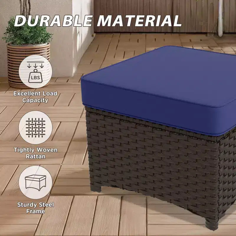 EAGLE PEAK Azure Bay Juego de Muebles de Patio de Exterior de Mimbre de 6 Piezas, Sofá y Sillas Mecedoras con Otomanas y Mesa Auxiliar