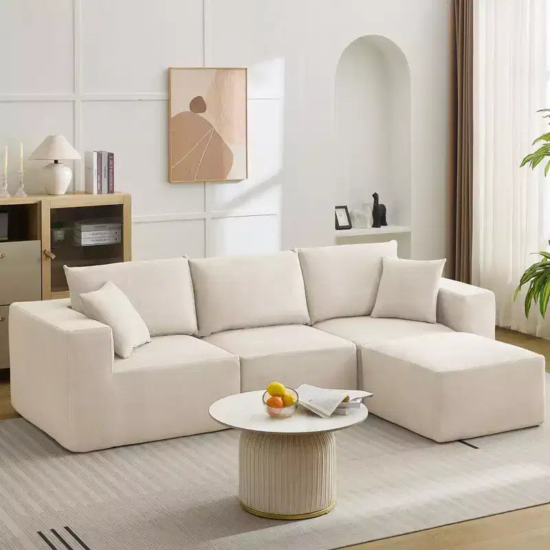 Sectional Couches Sofas, Modular Sectional Sofa with Deep Seat, Upholstered Chenille Convertible Sponge Compression Sofas, No Assembly Required