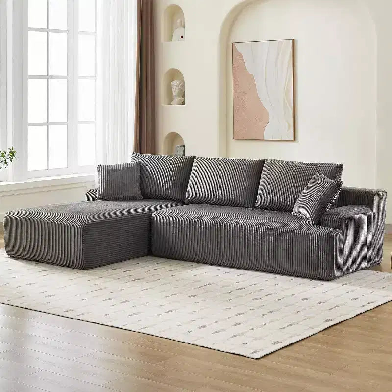 Cloud Couch with L Shaped Chaise Sectional Couch Corduroy Boneless Modular Modern Sofa No Assembly Required for Living Room Apartment and Small Space