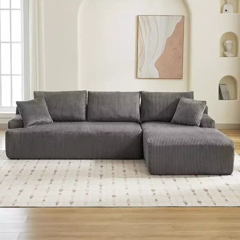 Cloud Couch with L Shaped Chaise Sectional Couch Corduroy Boneless Modular Modern Sofa No Assembly Required for Living Room Apartment and Small Space