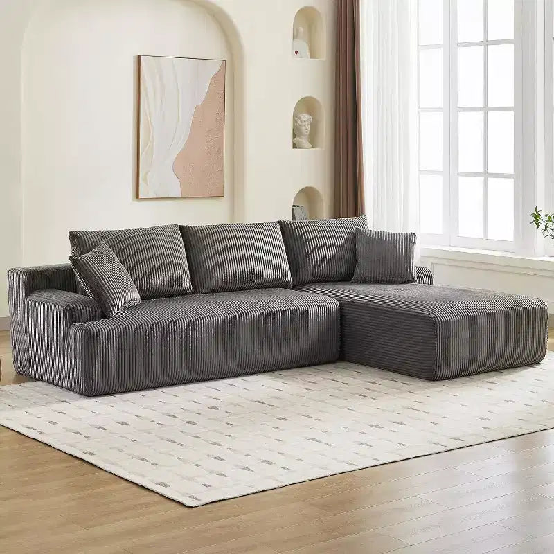 Cloud Couch with L Shaped Chaise Sectional Couch Corduroy Boneless Modular Modern Sofa No Assembly Required for Living Room Apartment and Small Space