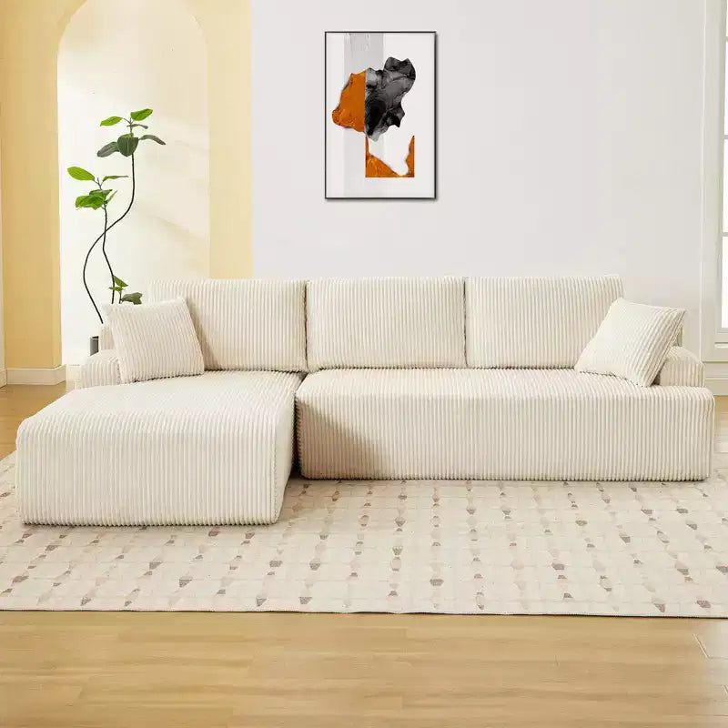 Cloud Couch with L Shaped Chaise Sectional Couch Corduroy Boneless Modular Modern Sofa No Assembly Required for Living Room Apartment and Small Space