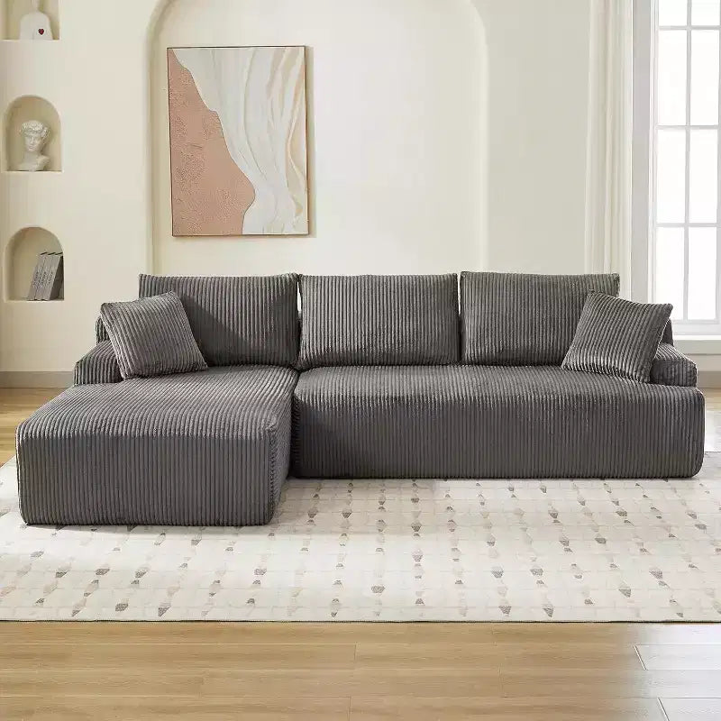 Cloud Couch with L Shaped Chaise Sectional Couch Corduroy Boneless Modular Modern Sofa No Assembly Required for Living Room Apartment and Small Space