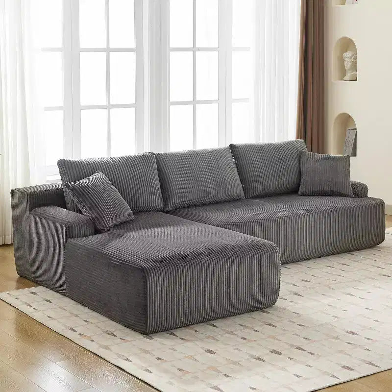 Sofá seccional Cloud Couch con chaise longue en forma de L, de pana, modular sin estructura, moderno, no requiere montaje, ideal para sala de estar, apartamento y espacios pequeños.