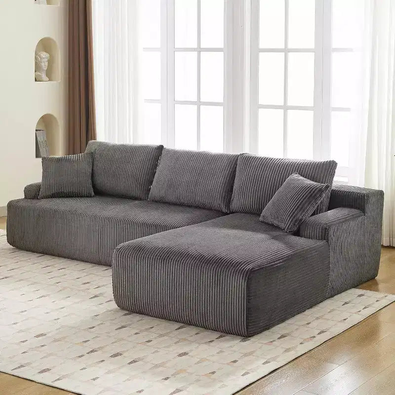 Sofá seccional Cloud Couch con chaise longue en forma de L, de pana, modular sin estructura, moderno, no requiere montaje, ideal para sala de estar, apartamento y espacios pequeños.
