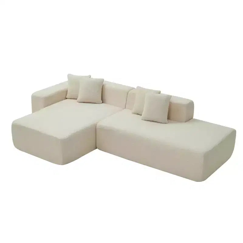 MAYEERTY Lambswool Fabric L-Shaped 5-Seat Modular Sectional Sofa with Chaise for Bedroom and Apartment