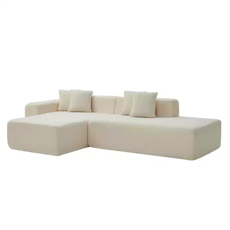 MAYEERTY Lambswool Fabric L-Shaped 5-Seat Modular Sectional Sofa with Chaise for Bedroom and Apartment