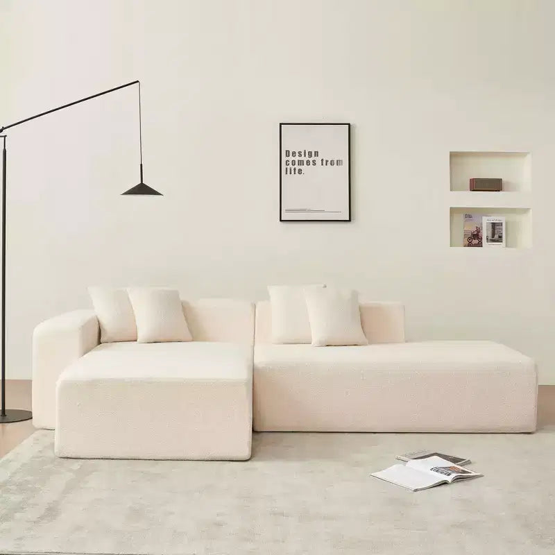 MAYEERTY Lambswool Fabric L-Shaped 5-Seat Modular Sectional Sofa with Chaise for Bedroom and Apartment