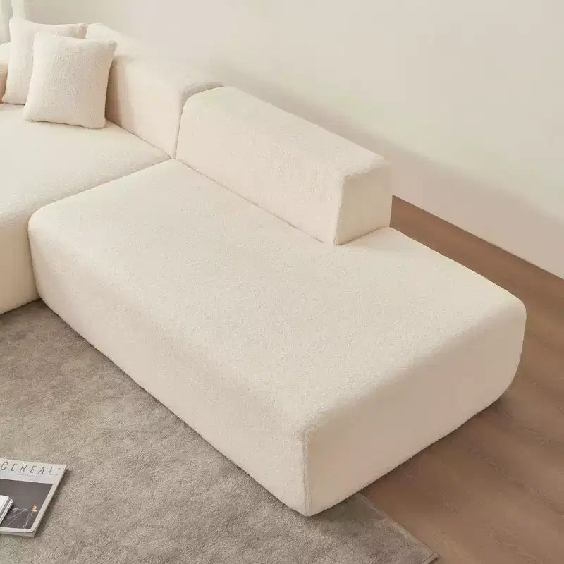 MAYEERTY Lambswool Fabric L-Shaped 5-Seat Modular Sectional Sofa with Chaise for Bedroom and Apartment