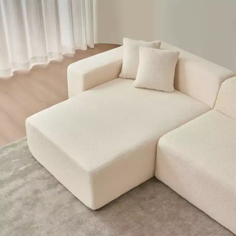 MAYEERTY Lambswool Fabric L-Shaped 5-Seat Modular Sectional Sofa with Chaise for Bedroom and Apartment