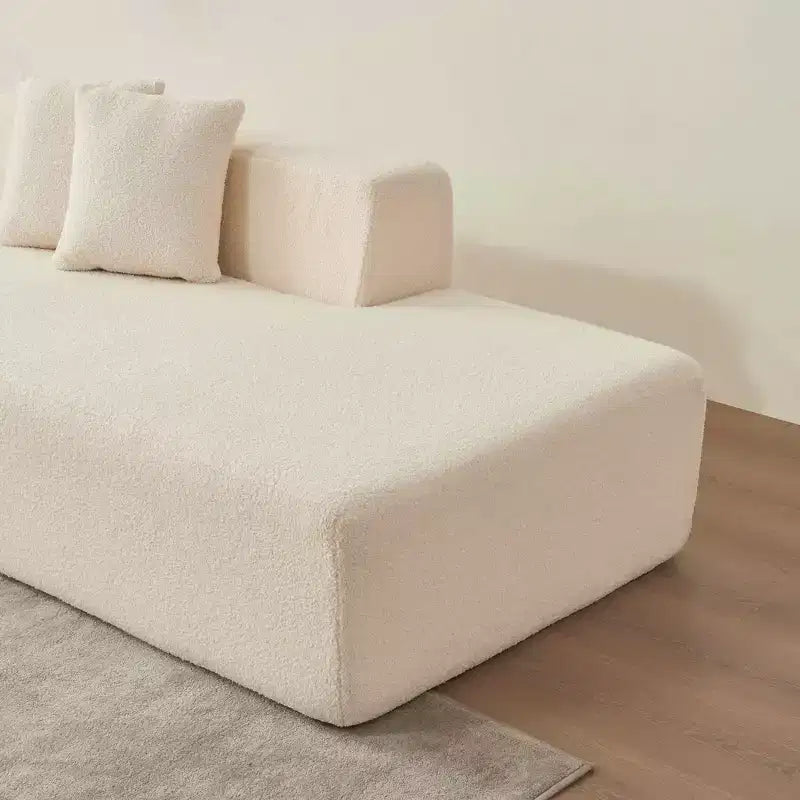 MAYEERTY Lambswool Fabric L-Shaped 5-Seat Modular Sectional Sofa with Chaise for Bedroom and Apartment