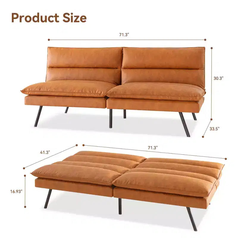 Dyonery 71.3 in Convertible Futon Sofa Bed,Memory Foam Futon Couch with Adjustable Backrest,Folding Small Loveseat Sleeper Recliner for Living Room