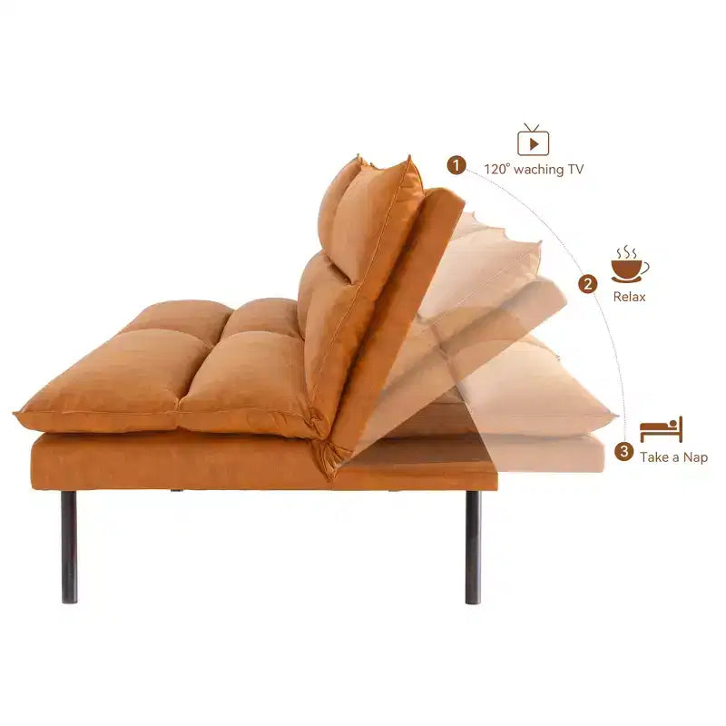 Dyonery 71.3 in Convertible Futon Sofa Bed,Memory Foam Futon Couch with Adjustable Backrest,Folding Small Loveseat Sleeper Recliner for Living Room