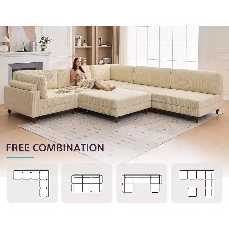 AMERLIFE Modular Sectional Sofa with 44 Extra Deep Seat, Oversized 6-Seater Couch