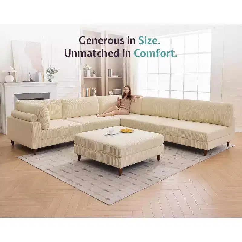 AMERLIFE Modular Sectional Sofa with 44 Extra Deep Seat, Oversized 6-Seater Couch