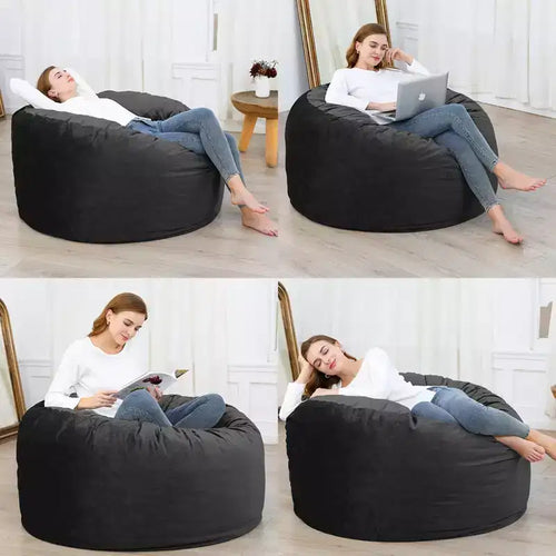 Puf de 4 pies, puf grande de espuma viscoelástica para adultos, sofá grande con funda de microfibra extraíble y esponjosa de 4'