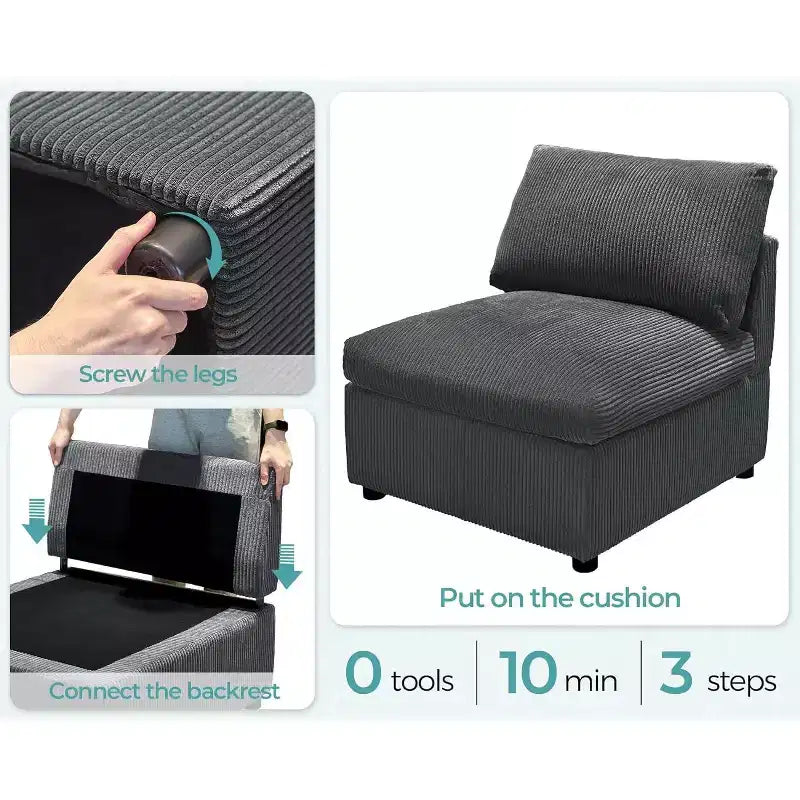 AMERLIFE Oversized Modular Sectional Sofa with 32 Deep Seat, 6-Piece Convertible U/L/S Couch
