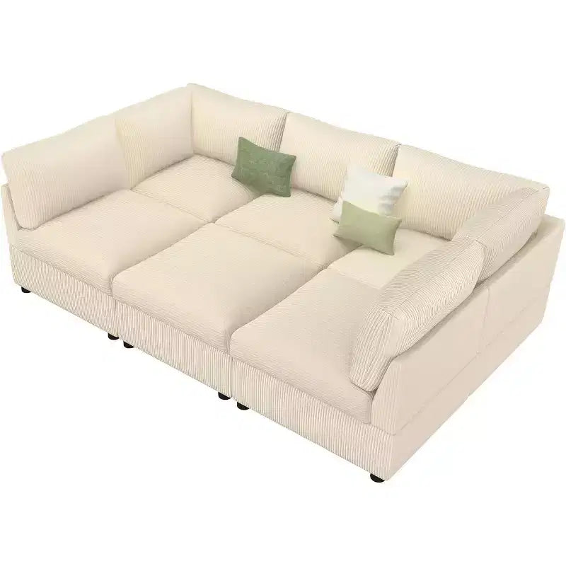 AMERLIFE Oversized Modular Sectional Sofa with 32 Deep Seat, 6-Piece Convertible U/L/S Couch