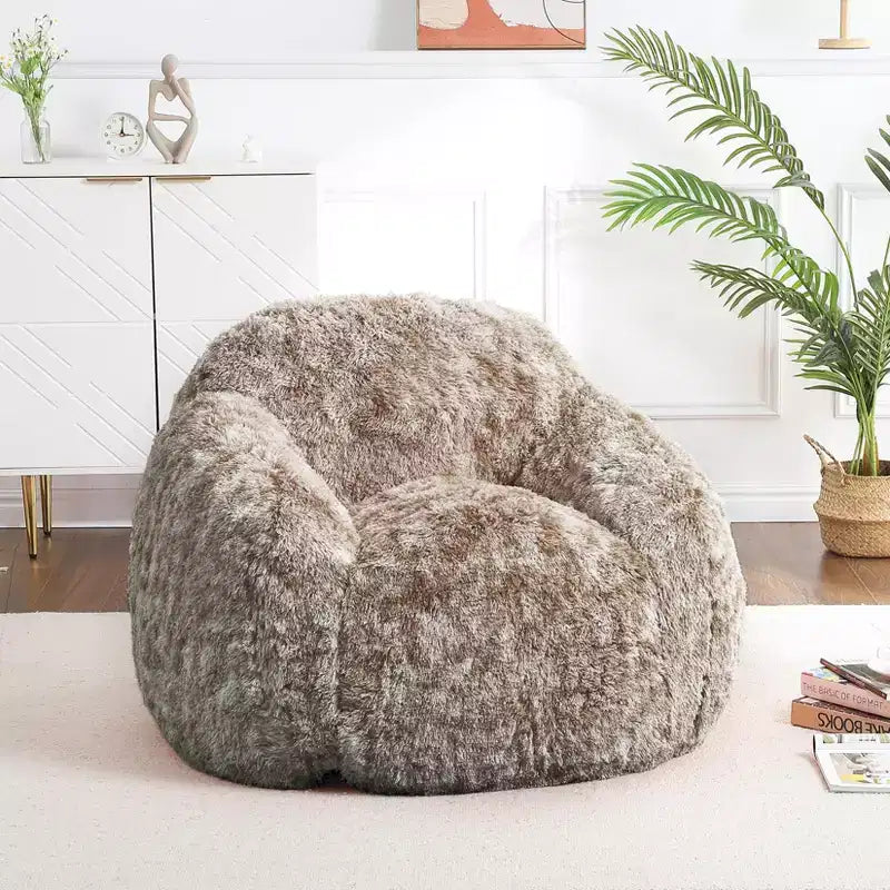 Bean Bag Chairs for Adults, Faux Fur Bean Bag Chair with Filler, Soft Plush Living Room Beanbag Chair Armrest Bean Bag Couch for Reading