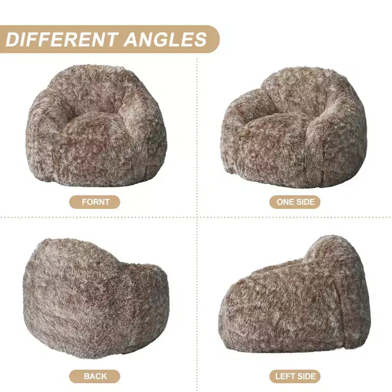 Bean Bag Chairs for Adults, Faux Fur Bean Bag Chair with Filler, Soft Plush Living Room Beanbag Chair Armrest Bean Bag Couch for Reading