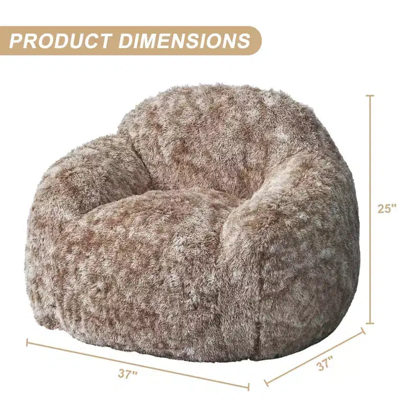 Bean Bag Chairs for Adults, Faux Fur Bean Bag Chair with Filler, Soft Plush Living Room Beanbag Chair Armrest Bean Bag Couch for Reading