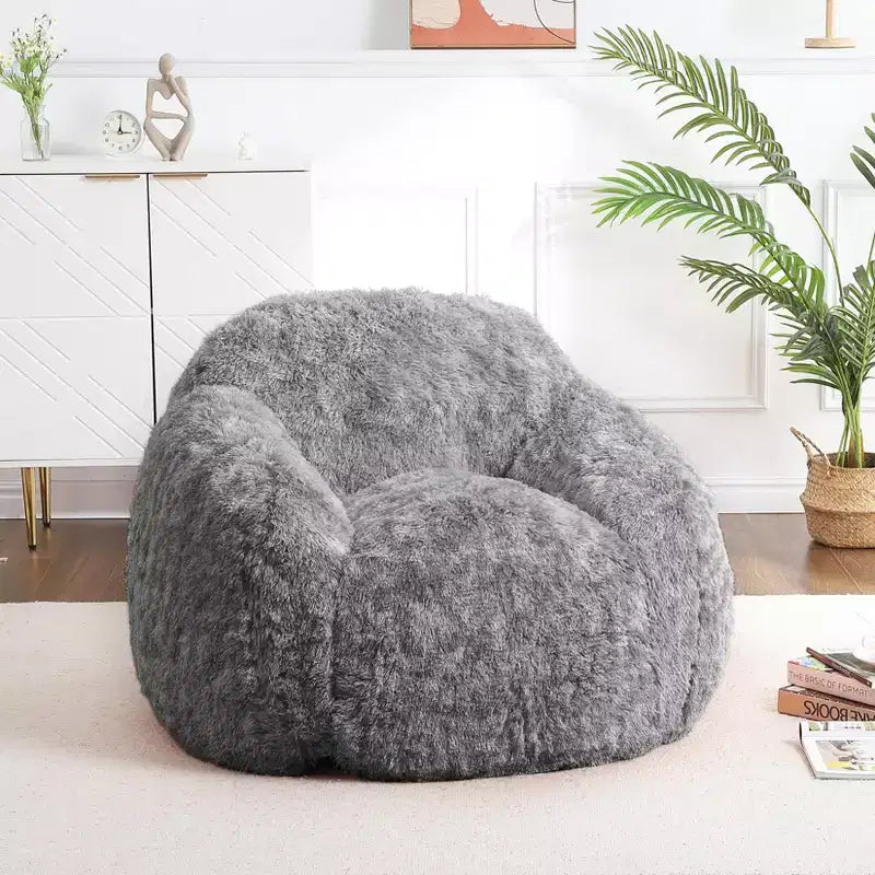 Bean Bag Chairs for Adults, Faux Fur Bean Bag Chair with Filler, Soft Plush Living Room Beanbag Chair Armrest Bean Bag Couch for Reading