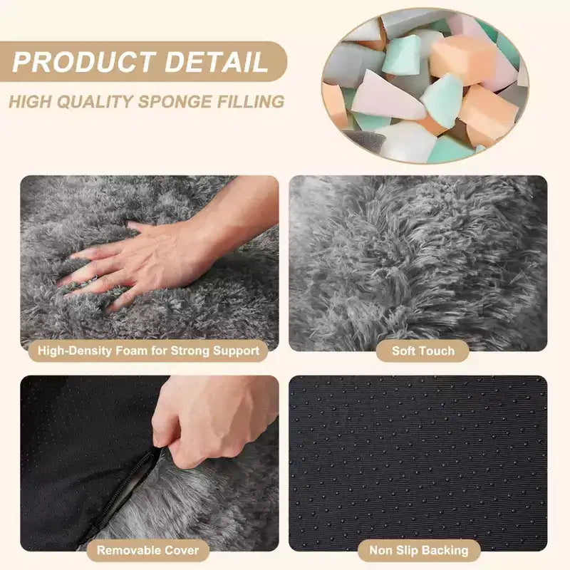 Bean Bag Chairs for Adults, Faux Fur Bean Bag Chair with Filler, Soft Plush Living Room Beanbag Chair Armrest Bean Bag Couch for Reading