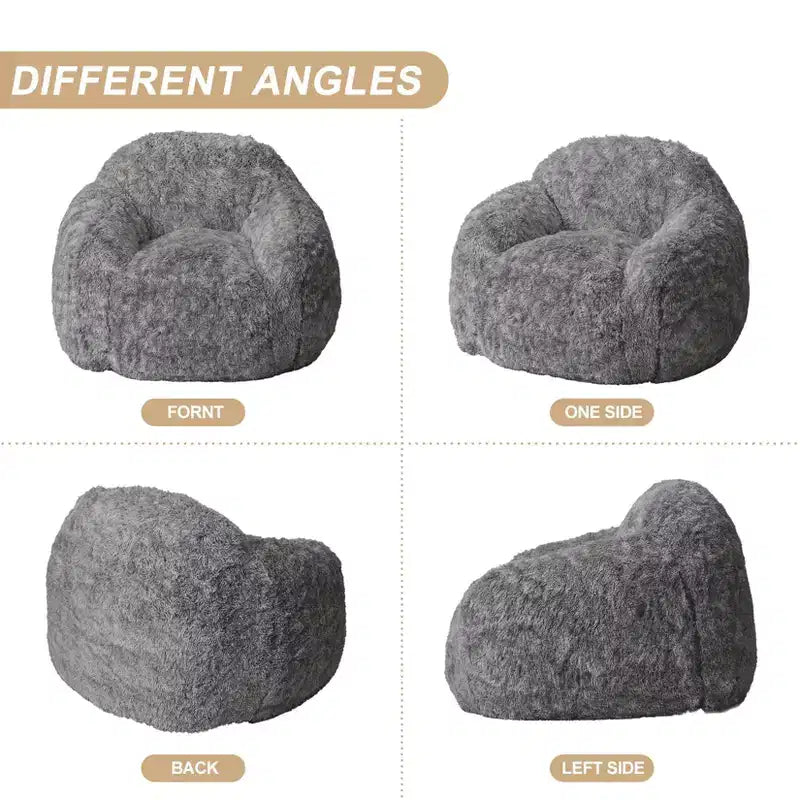 Bean Bag Chairs for Adults, Faux Fur Bean Bag Chair with Filler, Soft Plush Living Room Beanbag Chair Armrest Bean Bag Couch for Reading