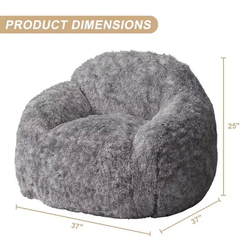 Bean Bag Chairs for Adults, Faux Fur Bean Bag Chair with Filler, Soft Plush Living Room Beanbag Chair Armrest Bean Bag Couch for Reading